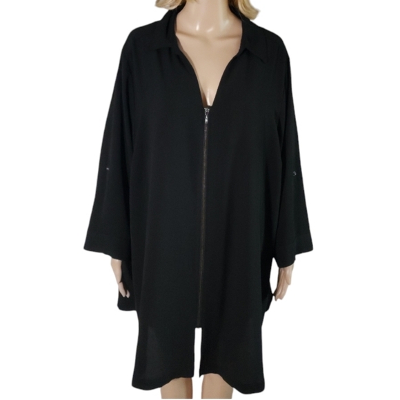 Michel studio black lightweight zip front jacket/tunic,plus size 24 - Picture 2 of 7